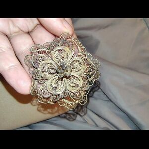 Antique Sterling Silver filigree brooch
